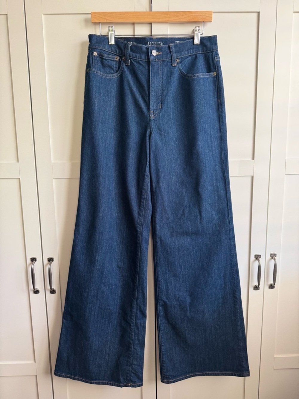J.Crew Tall Wide-Leg Denim Trouser Jean in Rinse Wash Size 29T - Picture 3 of 5